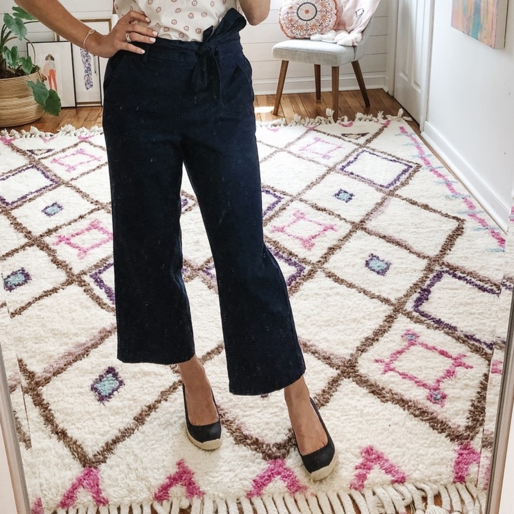NWT J.Crew Belted Linen Wide Leg Trouser